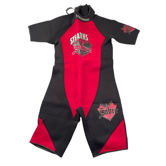 Stearns Shorty Wetsuit Mens Large Black Red Sabre Neoprene Snorkeling - Picture 1 of 14